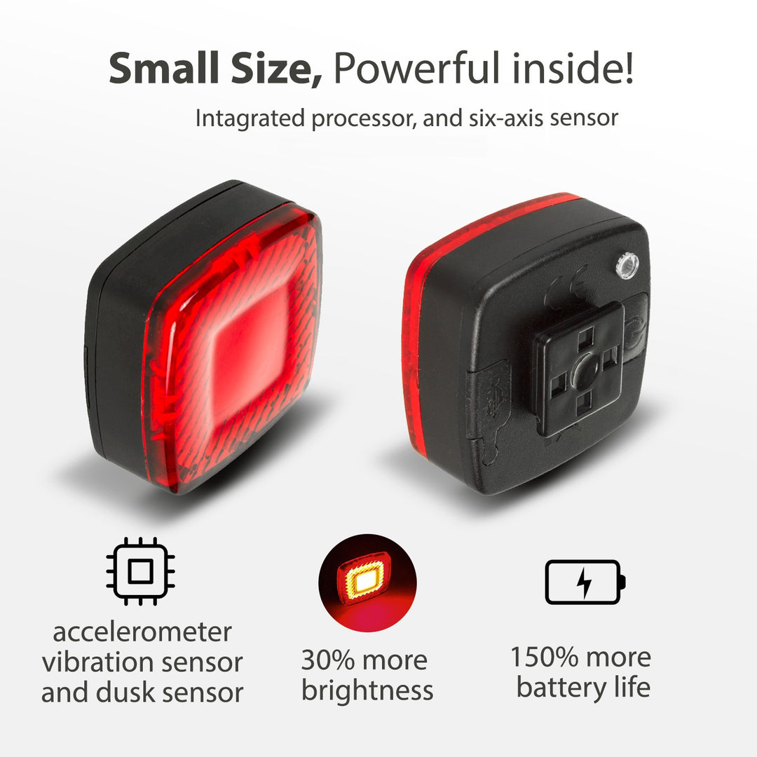 Kerékpár hátsó lámpa USB AUTO STOP szürkületérzékelő Maclean Energy MCE355 COB LED max.125lm acu 450mAh