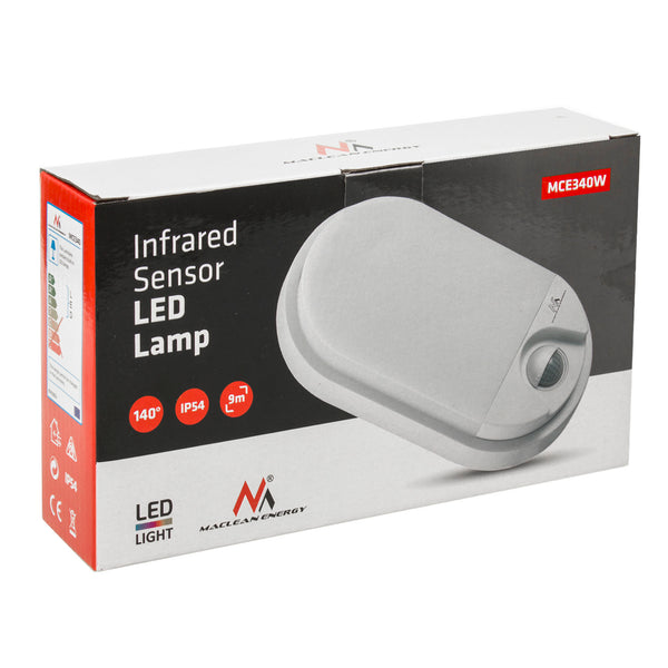 Infravörös mozgásérzékelő LED lámpa MCE340 W 1100lm 15W IP54 Maclean Energy szín fehér, szín természetes fehér (4000K)