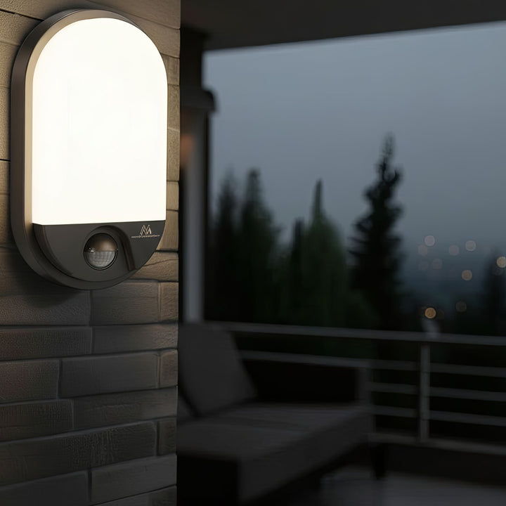 Infravörös mozgásérzékelő LED lámpa MCE340 GR 1100lm 15W IP54 Maclean Energy szín szürke, szín természetes fehér (4000K)