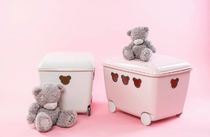 Kerekes játékdoboz 55L BranQ Teddy mackó doboz - fehér