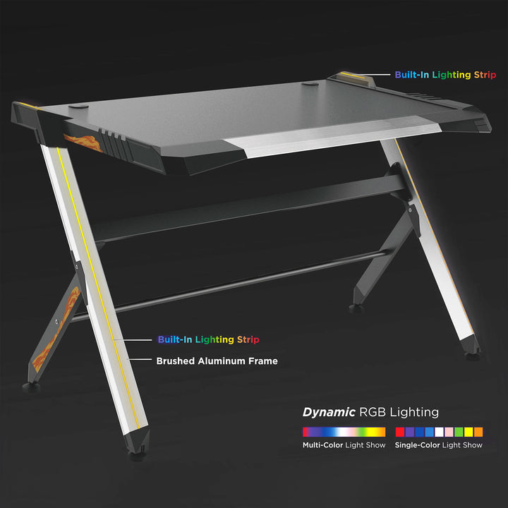 Fekete játékasztal nagy RGB Led NanoRS RS150 50kg max, magasság 780mm
