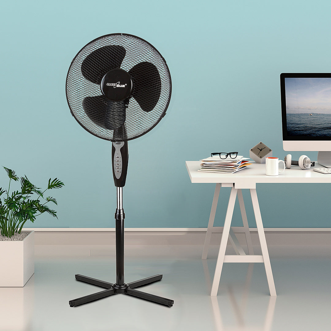 GreenBlue 40W-os padlóventilátor 3 ventilátor teljesítményszinttel 1,25m magas 1,5m kábel távirányítóval és időzítővel 7,5h-ig GB580