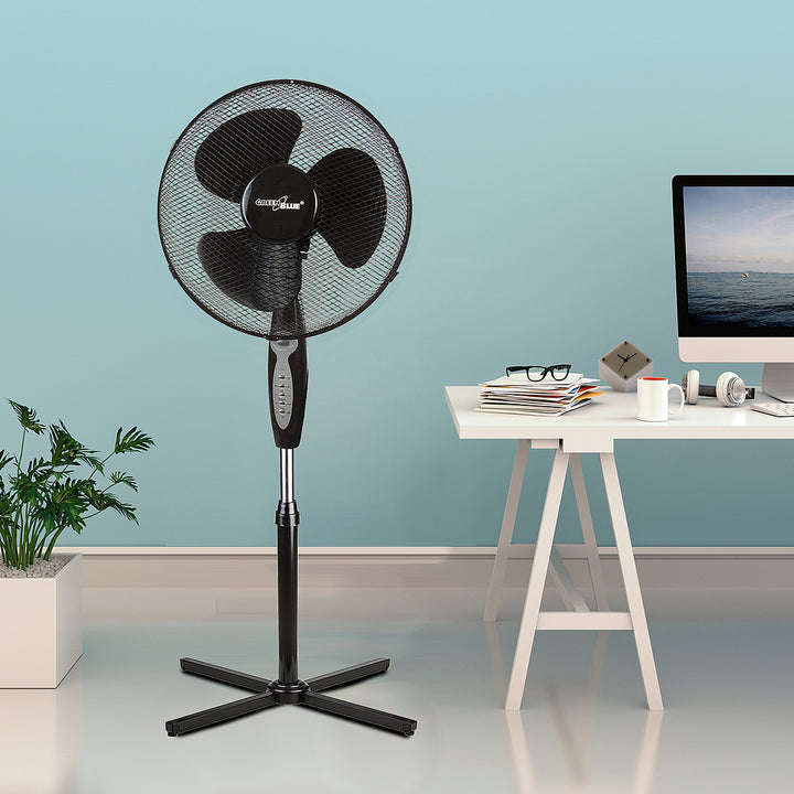 GreenBlue 40W-os padlóventilátor 3 ventilátor teljesítményszinttel 1,25m magas 1,5m kábel távirányítóval és időzítővel 7,5h-ig GB580