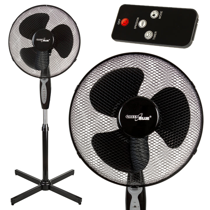 GreenBlue 40W-os padlóventilátor 3 ventilátor teljesítményszinttel 1,25m magas 1,5m kábel távirányítóval és időzítővel 7,5h-ig GB580