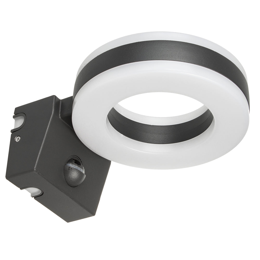 Maclean Energy MCE365 PIR érzékelős LED fali lámpa - PC+ALU, 20W (1700lm) semleges fehér 4000K IP65 szürke, szürke