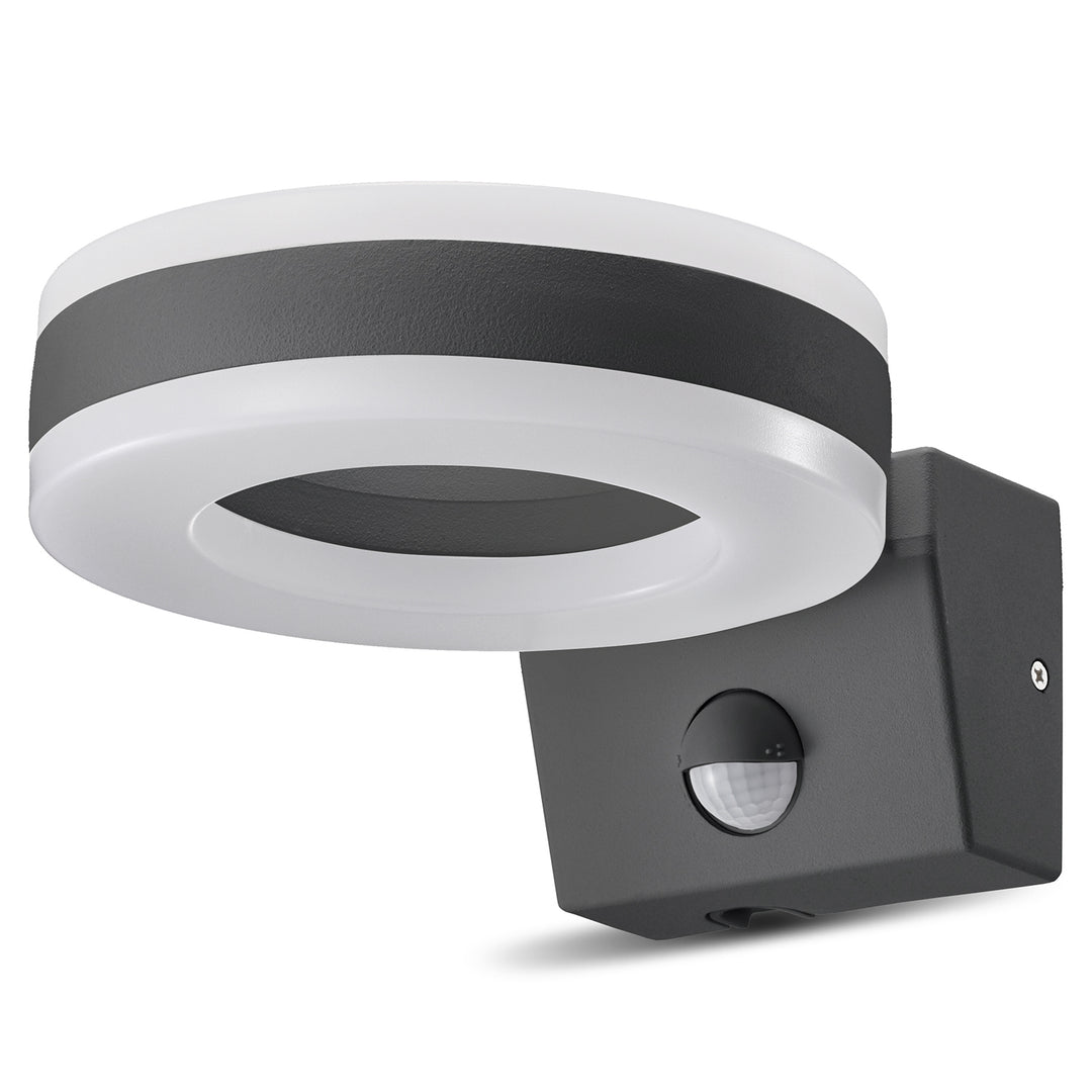 Maclean Energy MCE365 PIR érzékelős LED fali lámpa - PC+ALU, 20W (1700lm) semleges fehér 4000K IP65 szürke, szürke