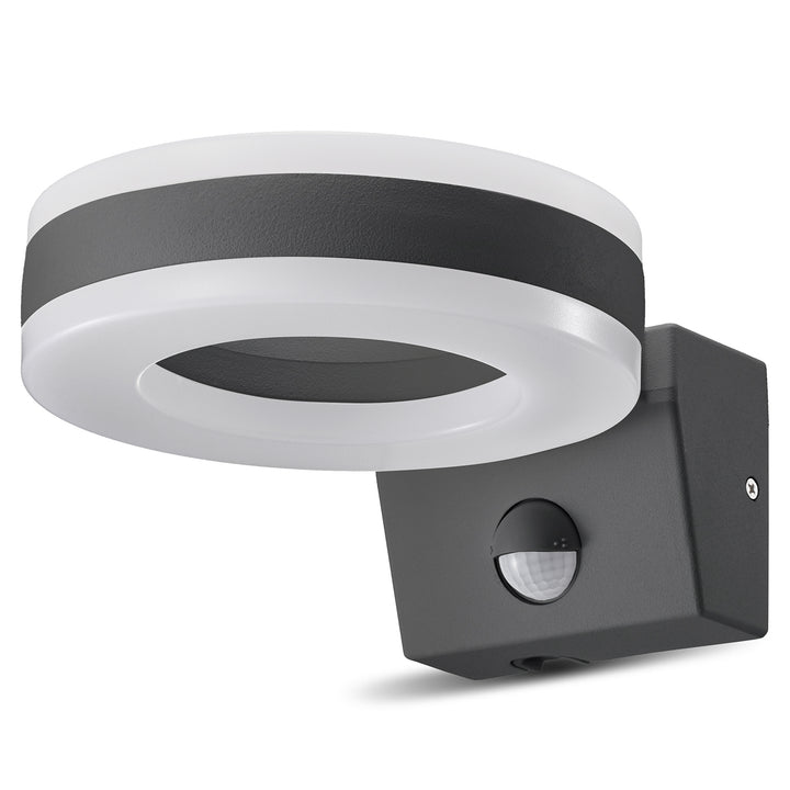 Maclean Energy MCE365 PIR érzékelős LED fali lámpa - PC+ALU, 20W (1700lm) semleges fehér 4000K IP65 szürke, szürke