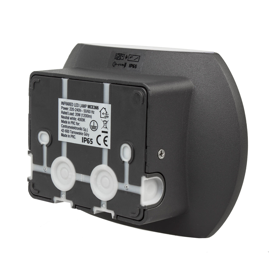 Maclean Energy MCE366 - PC+ALU, 20W (1600lm) semleges fehér 4000K IP65 szürke LED fali lámpa PIR érzékelővel