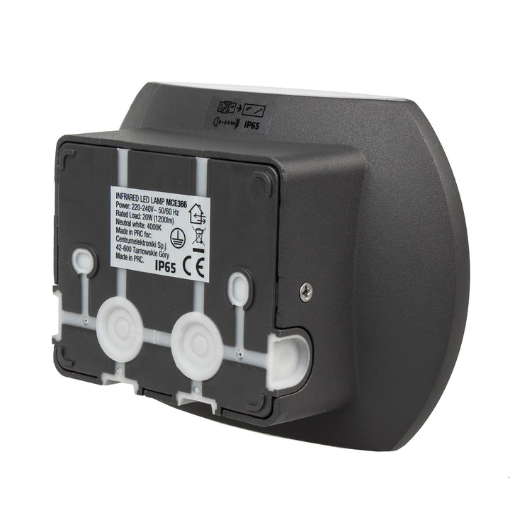 Maclean Energy MCE366 - PC+ALU, 20W (1600lm) semleges fehér 4000K IP65 szürke LED fali lámpa PIR érzékelővel