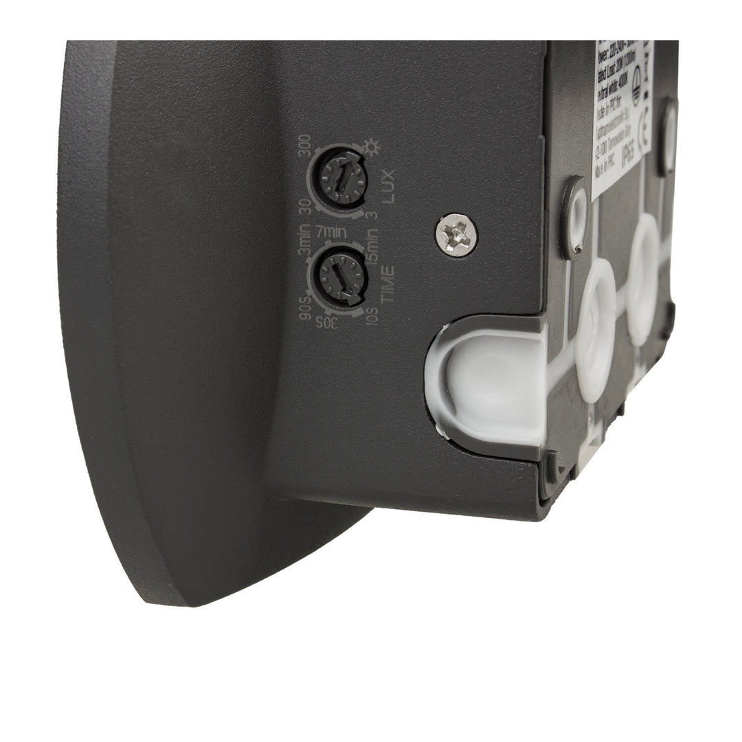 Maclean Energy MCE366 - PC+ALU, 20W (1600lm) semleges fehér 4000K IP65 szürke LED fali lámpa PIR érzékelővel