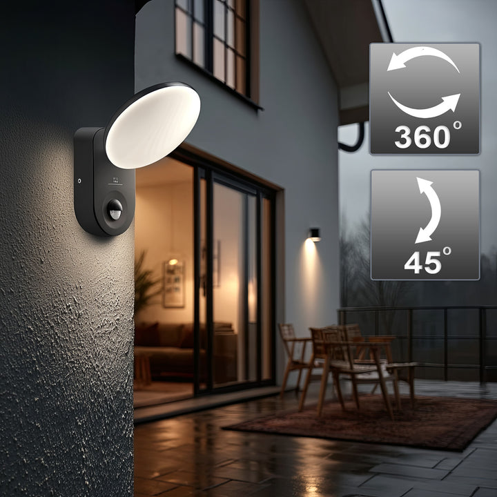 Falra szerelhető LED lámpa PIR érzékelővel Maclean Energy MCE367 - PC+ALU, 15W (1100lm) Semleges fehér 4000K IP65 szürke IP65 szürke