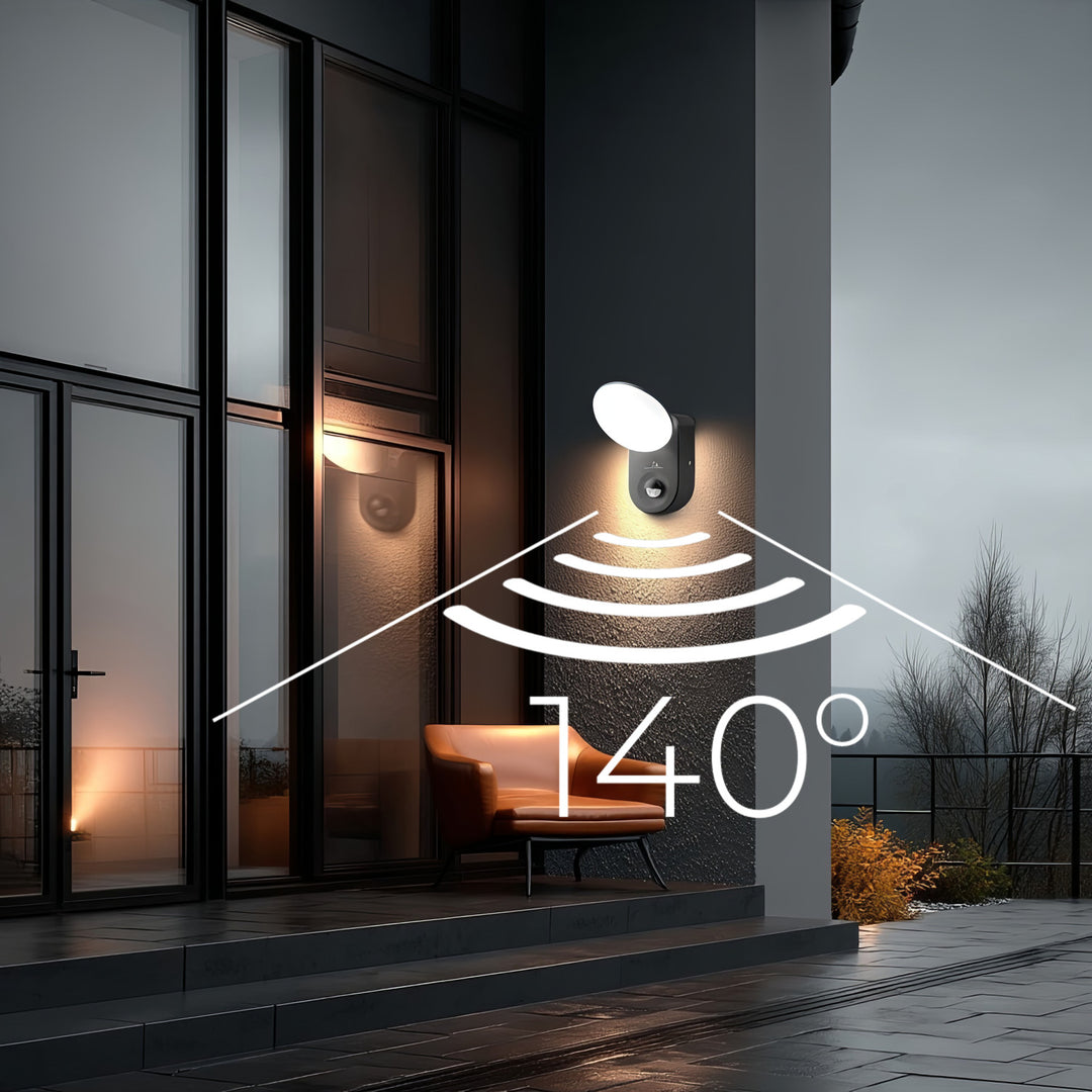 Falra szerelhető LED lámpa PIR érzékelővel Maclean Energy MCE367 - PC+ALU, 15W (1100lm) Semleges fehér 4000K IP65 szürke IP65 szürke
