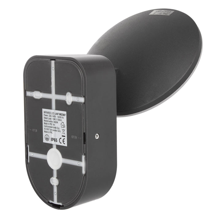 Falra szerelhető LED lámpa PIR érzékelővel Maclean Energy MCE367 - PC+ALU, 15W (1100lm) Semleges fehér 4000K IP65 szürke IP65 szürke