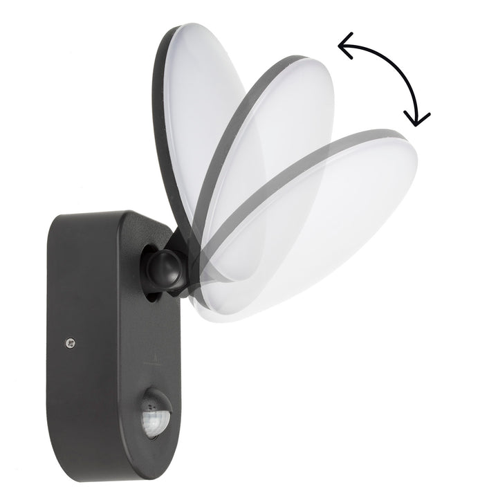 Falra szerelhető LED lámpa PIR érzékelővel Maclean Energy MCE367 - PC+ALU, 15W (1100lm) Semleges fehér 4000K IP65 szürke IP65 szürke
