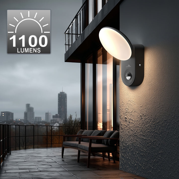 Falra szerelhető LED lámpa PIR érzékelővel Maclean Energy MCE367 - PC+ALU, 15W (1100lm) Semleges fehér 4000K IP65 szürke IP65 szürke