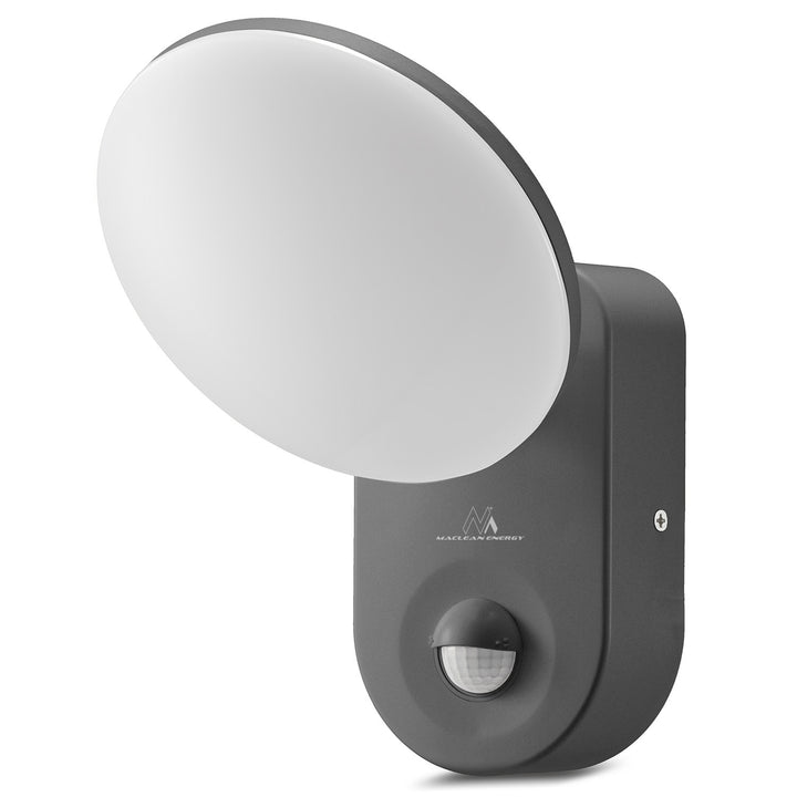 Falra szerelhető LED lámpa PIR érzékelővel Maclean Energy MCE367 - PC+ALU, 15W (1100lm) Semleges fehér 4000K IP65 szürke IP65 szürke