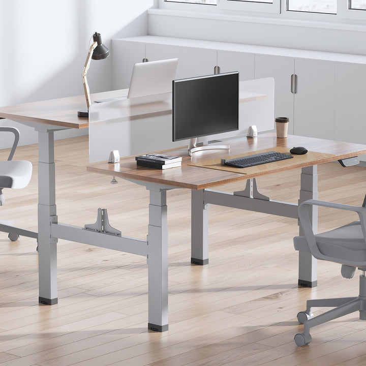Kétszeresen állítható magasságú Ergo Office elektromos íróasztal, max. magasság 128cm, max. 125kg x2, ülő-állványos asztallap nélkül (2 rész), szürke, ER-404G
