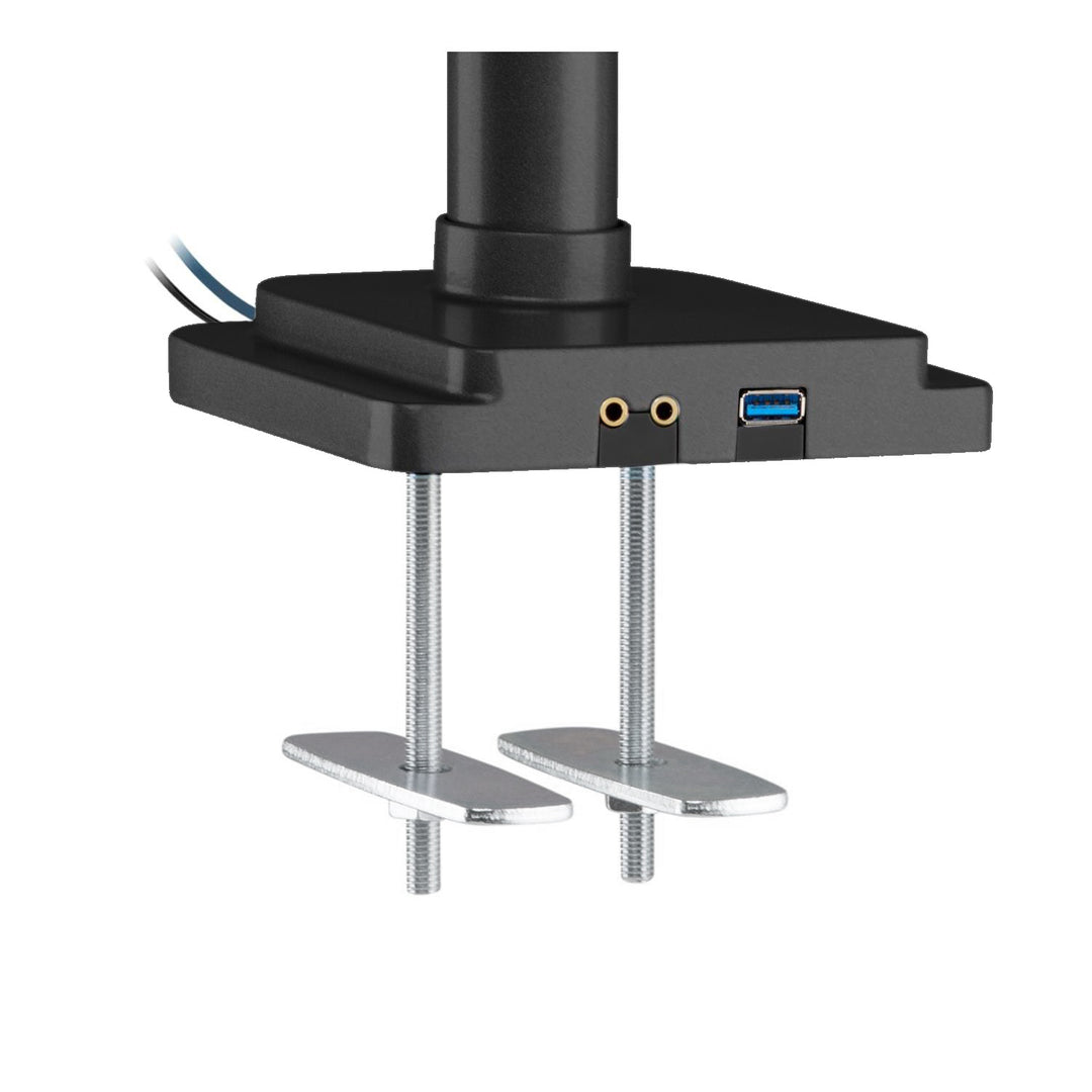 Ergo Office asztali tartó három monitorhoz matt fekete, gázrugóval, 17"-30", 7 kg, 1x USB 3.0, 2x mini-jack, ER-408B