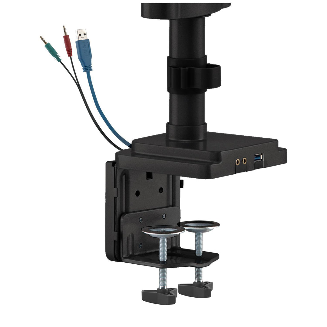Ergo Office asztali tartó három monitorhoz matt fekete, gázrugóval, 17"-30", 7 kg, 1x USB 3.0, 2x mini-jack, ER-408B