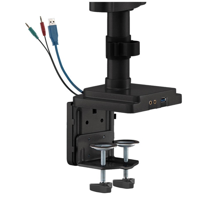 Ergo Office asztali tartó három monitorhoz matt fekete, gázrugóval, 17"-30", 7 kg, 1x USB 3.0, 2x mini-jack, ER-408B