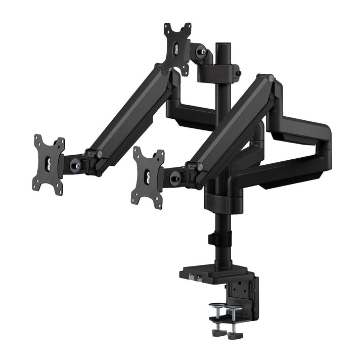 Ergo Office asztali tartó három monitorhoz matt fekete, gázrugóval, 17"-30", 7 kg, 1x USB 3.0, 2x mini-jack, ER-408B