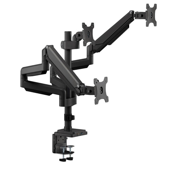 Ergo Office asztali tartó három monitorhoz matt fekete, gázrugóval, 17"-30", 7 kg, 1x USB 3.0, 2x mini-jack, ER-408B