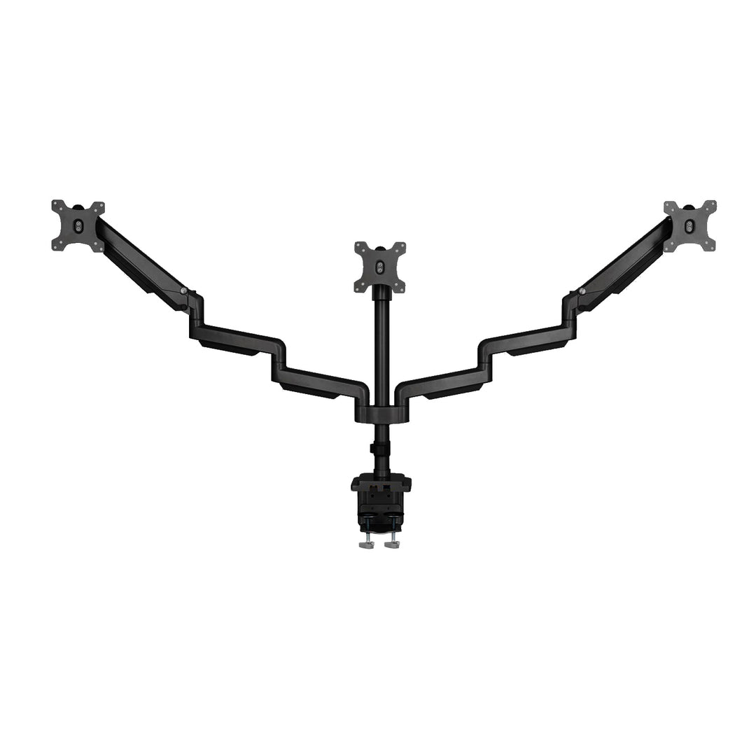 Ergo Office asztali tartó három monitorhoz matt fekete, gázrugóval, 17"-30", 7 kg, 1x USB 3.0, 2x mini-jack, ER-408B