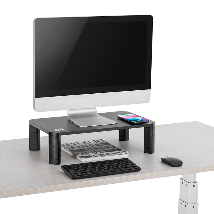 Ergo Office monitorállvány, állítható, Qi vezeték nélküli töltővel, max 20kg, 17-32", ER-415