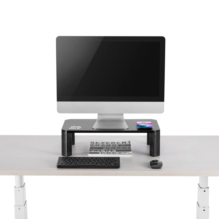 Ergo Office monitorállvány, állítható, Qi vezeték nélküli töltővel, max 20kg, 17-32", ER-415