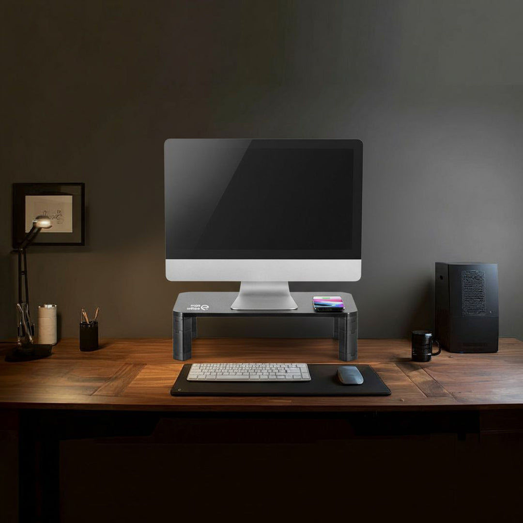 Ergo Office monitorállvány, állítható, Qi vezeték nélküli töltővel, max 20kg, 17-32", ER-415