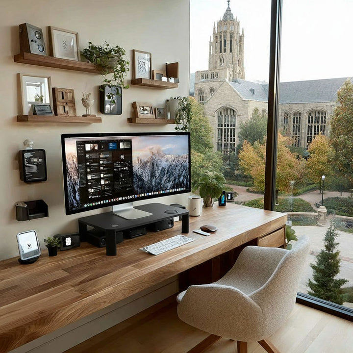 Ergo Office monitorállvány, állítható, Qi vezeték nélküli töltővel, max 20kg, 17-32", ER-415