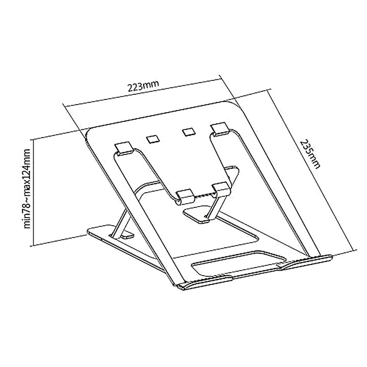 Alumíniumból készült, ultravékony, összecsukható laptop állvány Ergo Office, fekete, 11-15'' laptopokhoz, ER-416 B