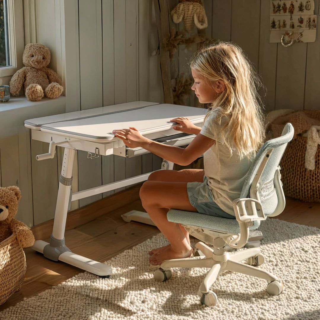 Ergo Office ergonomikus, állítható magasságú gyermek íróasztal, szürke, max 100kg, ER-417 2cz