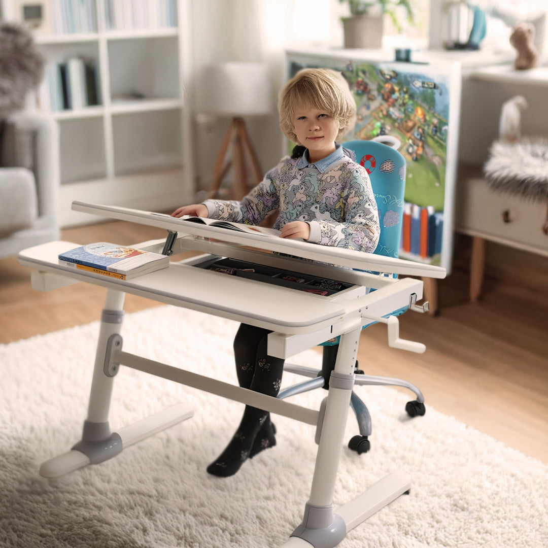Ergo Office ergonomikus, állítható magasságú gyermek íróasztal, szürke, max 100kg, ER-417 2cz