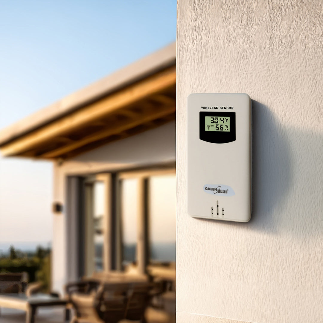 Vezeték nélküli időjárás-állomás vezeték nélküli/induktív töltővel GreenBlue, óra, ébresztő, naptár, kültéri érzékelő, GB213