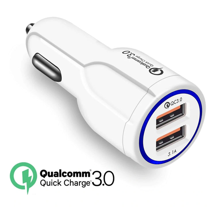 Autótöltő QC 3.0 Maclean Energy MCE478 W - fehér Qualcomm Quick Charge QC 3.0 - 5V/3A, 9V/1.8A, 12V/1.6A és 5V/3.1A csatlakozóval