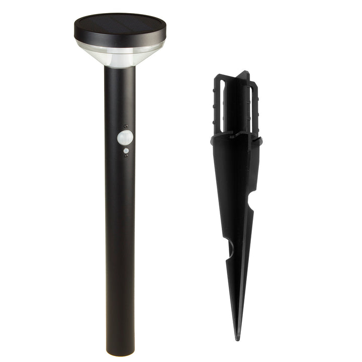 Maclean napelemes LED érzékelő lámpa, fekete, IP44, 3 fénymód, Li-ion 18650 3.7V 1200 mAh akkumulátor, dugaszolható, MCE465 B