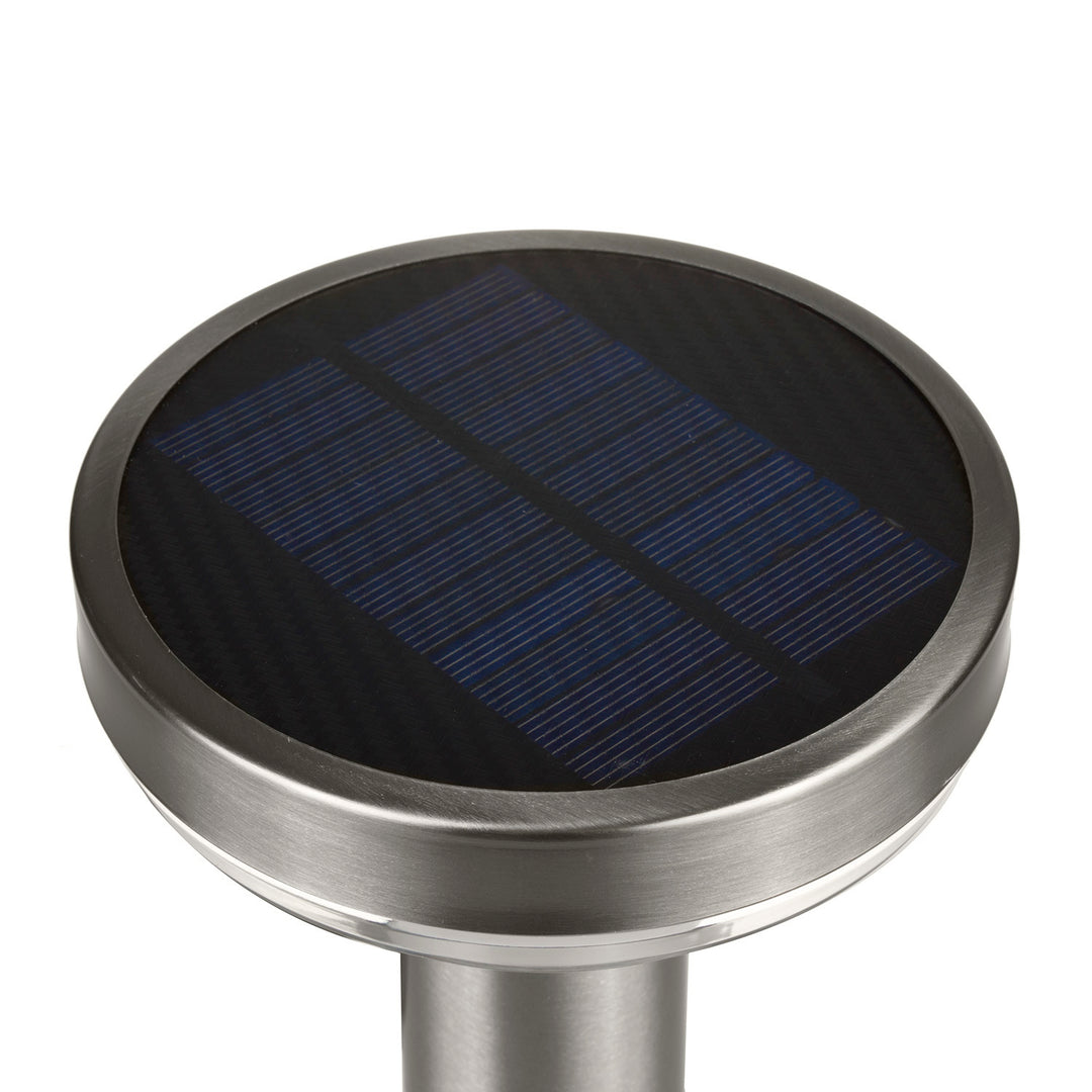 Maclean napelemes LED lámpa érzékelővel, króm matt, IP44, 3 fénymód, Li-ion 18650 3.7V 1200 mAh akkumulátor, dugaszolható, MCE465 C/M