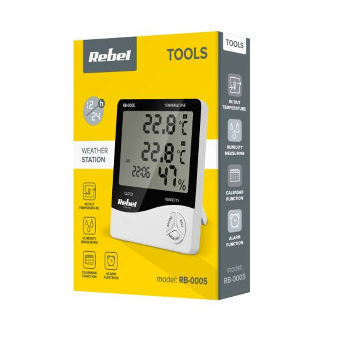 Rebel Tools RB-0005 otthoni időjárásmérő állomás páratartalom méréssel
