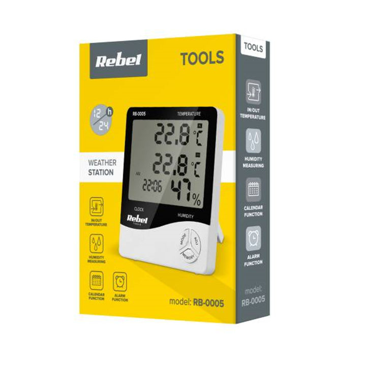 Rebel Tools RB-0005 otthoni időjárásmérő állomás páratartalom méréssel