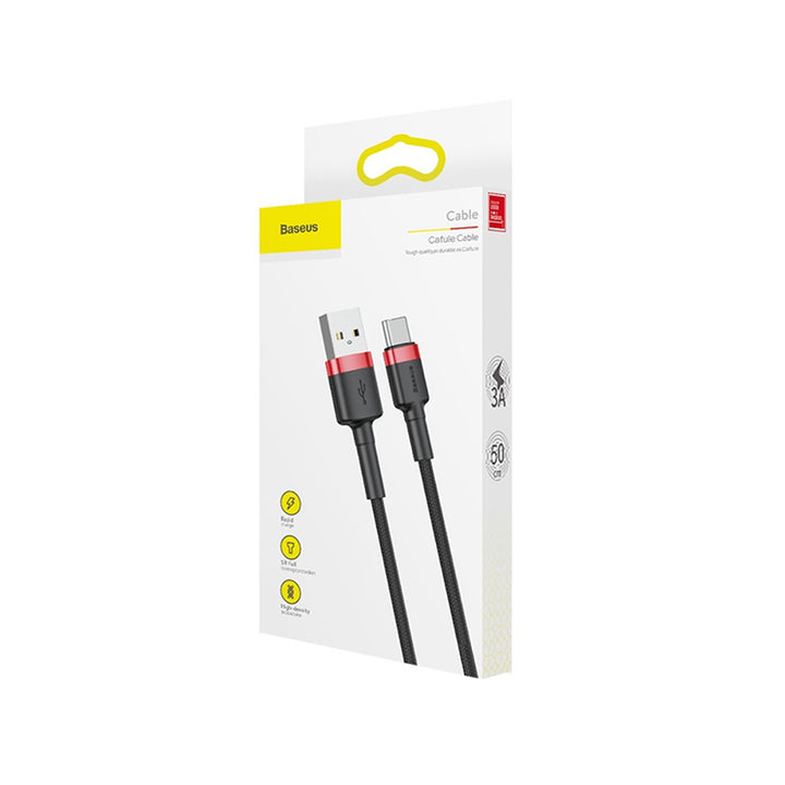 Baseus kábel, USB C típusú, 50cm hosszú, 3A, fekete, BASKBK46595
