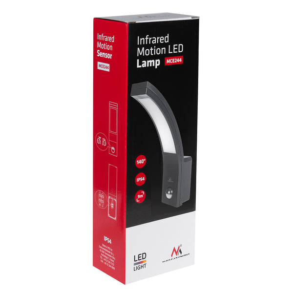 Maclean mozgásérzékelős LED lámpa, PIR mozgásérzékelő, fekete, 10W, IP54, 750lm, semleges fehér (4000K) MCE244 B