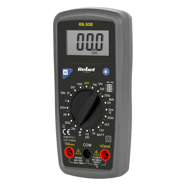Rebel Tools RB-30B digitális univerzális mérőműszer mérőkábelek