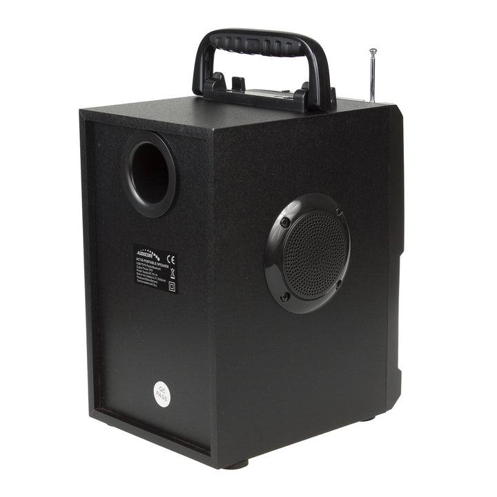 Hordozható bluetooth hangszóró / rádió / SD / MMC / aux-in / USB / világítás / távirányító / teleszkópos antenna / mikrofoncsatlakozó