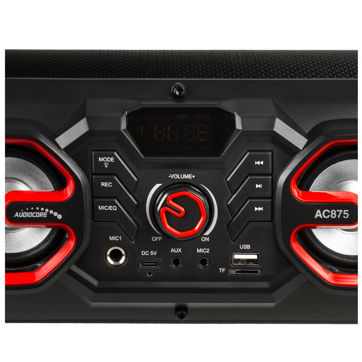 Audiocore bazooka hordozható hangszóró, bluetooth 5.0, FM rádió, mikro kártya, SDIPX4, 2000mAh, AC875