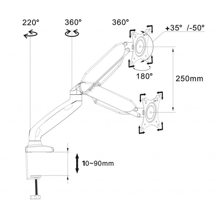 Asztali akasztó LED LCD USB 3.0 10-32" monitorhoz Művészet L-17GD