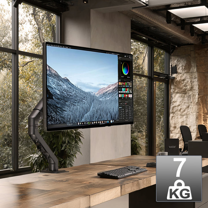 Univerzális asztali tartó monitorhoz Maclean, gázrugós 17"-27" 7kg, VESA 75x75,100x100, MC-906