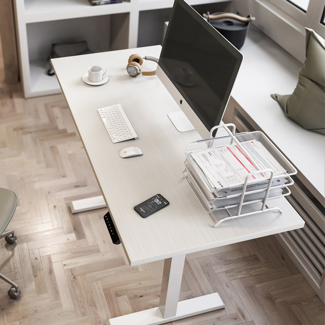 Ergo Office elektromos állítható magasságú íróasztal, szürke, max. magasság 123 cm, 80 kg - lap nélkül, álló és ülő munkához, ER-433