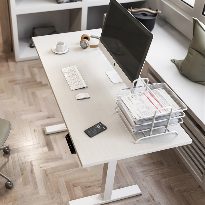 Ergo Office elektromos állítható magasságú íróasztal, szürke, max. magasság 123 cm, 80 kg - lap nélkül, álló és ülő munkához, ER-433