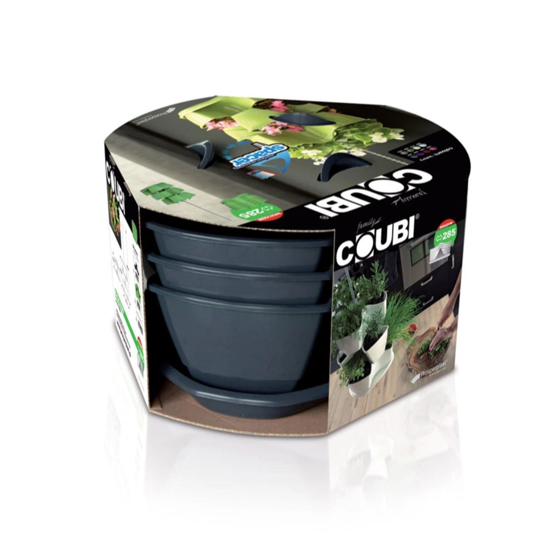 Coubi Herbal antracit hármas kaszkád virágcserép